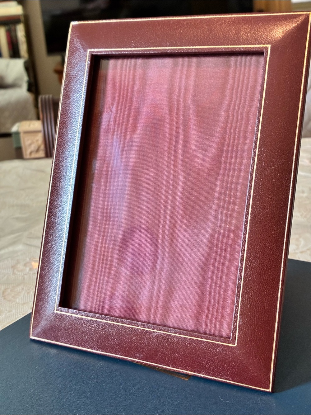 Vintage Brooks Brothers Burgundy Leather Larger Frame with Gold Accent- Italian